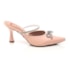 Sapato Scarpin Mule Shirley Salto Baixo Laço Infinity com Pedraria Strass Nude