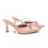 Sapato Scarpin Mule Shirley Salto Baixo Laço Infinity com Pedraria Strass Nude