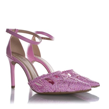 Sapato Scarpin Paola em Palha Trançada Rosa