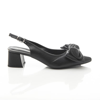 Sapato Scarpin Slingback Tereza com Laço Bico Fino Preto