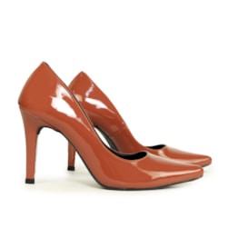 SCARPIN FEMININO LOLA VERNIZ SALTO FINO CARAMELO