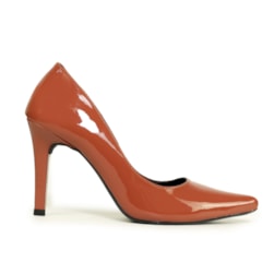 SCARPIN FEMININO LOLA VERNIZ SALTO FINO CARAMELO