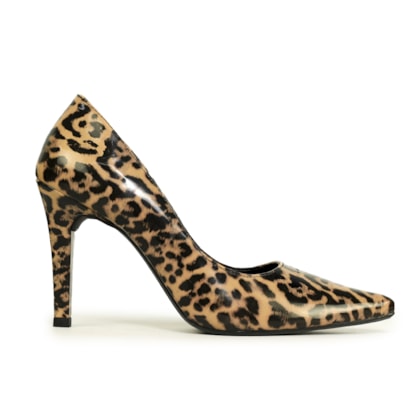 SCARPIN FEMININO LOLA VERNIZ SALTO FINO ONÇA JAGUAR