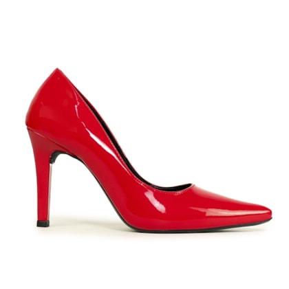 SCARPIN FEMININO LOLA VERNIZ SALTO FINO VERMELHO