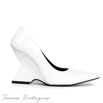 SCARPIN TAMIRIS SALTO GEOMÉTRICO BRANCO