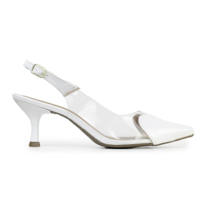 SLINGBACK FEMININO DAIANA SALTO BAIXO CORAÇÃO BRANCO