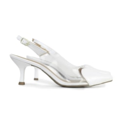 SLINGBACK FEMININO DAIANA SALTO BAIXO CORAÇÃO BRANCO