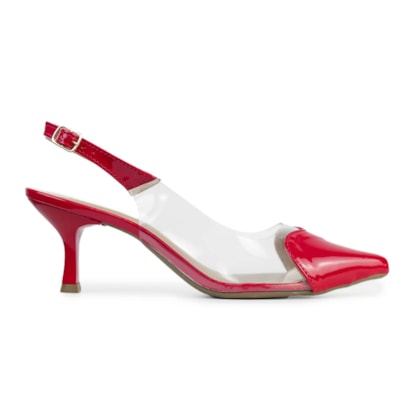 SLINGBACK FEMININO DAIANA SALTO BAIXO CORAÇÃO VERMELHO