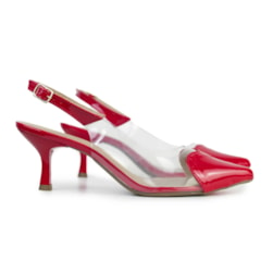 SLINGBACK FEMININO DAIANA SALTO BAIXO CORAÇÃO VERMELHO