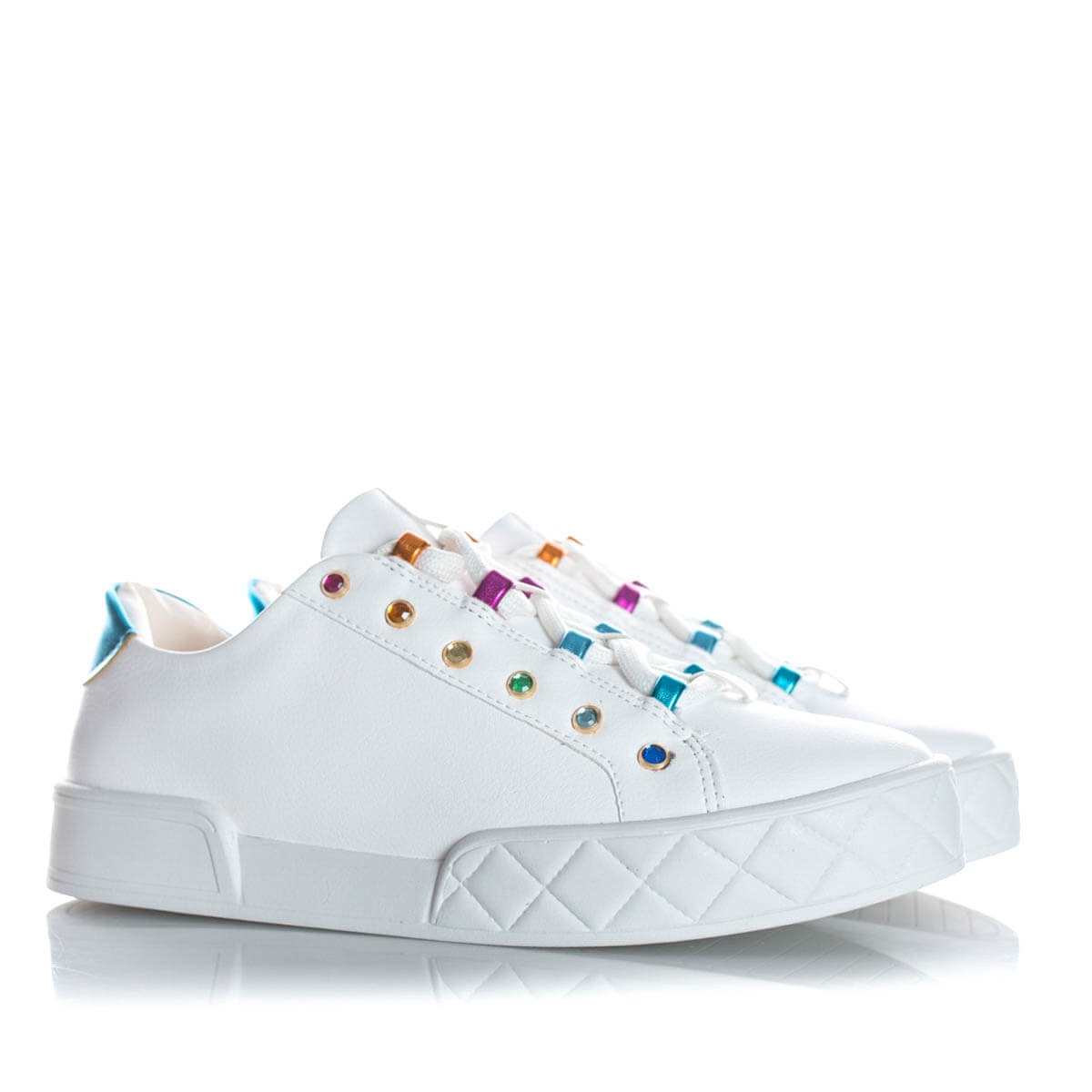 Pe Vermelho Calçados - Tenis Casual Feminino Suzy Queen Colorido Branco