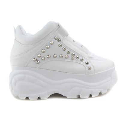 Tênis Feminino Chunky Sneaker Buf com Spikes Lançamento Branco Napa
