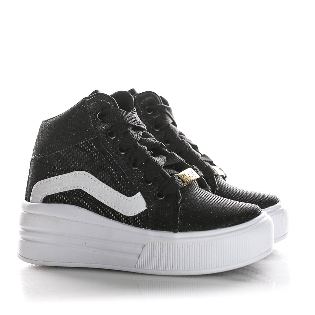 Tênis Infantil Feminino Cano Alto Botinha Com Risca Lateral Moda Menina  Preto - Pe Vermelho Calcados