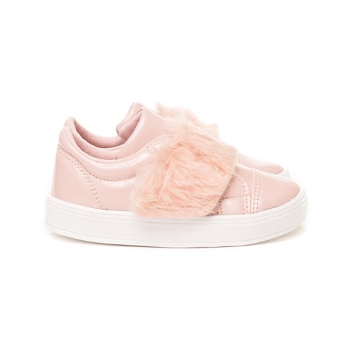 Tênis Infantil Feminino Com Pelinhos Calce Fácil Moda Menina Rose - Pe  Vermelho Calcados